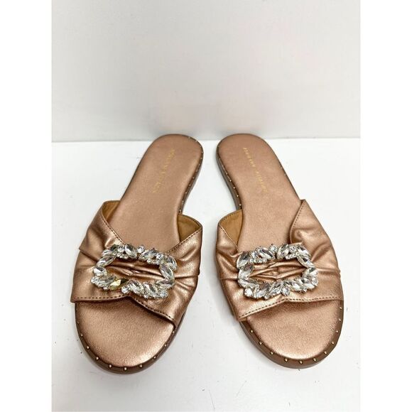 Adrienne Vittadini Shoes - Adrianne Vittadini Sandals Womens‎ Size 6.5 Rose Gold Leather Embellished